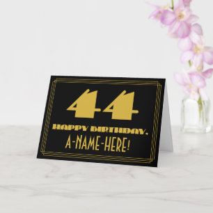 Tarjeta 44 Aniversario: Nombre + Art Deco Inspirado Aspect