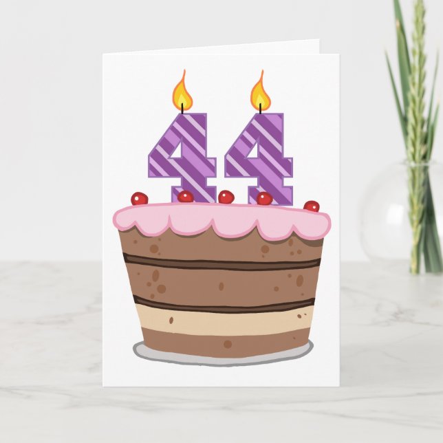 Tarjeta 44 años en el pastel de cumpleaños (Anverso)