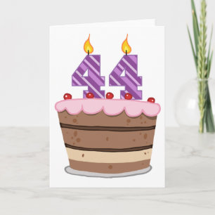 Tarjeta 44 años en el pastel de cumpleaños