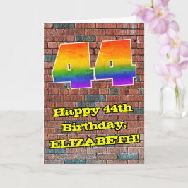Tarjeta 44° cumpleaños: Arcoiris 44 inspirado en graffitis