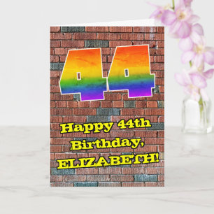 Tarjeta 44° cumpleaños: Arcoiris 44 inspirado en graffitis