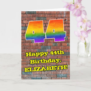 Tarjeta 44° cumpleaños: Arcoiris 44 inspirado en graffitis