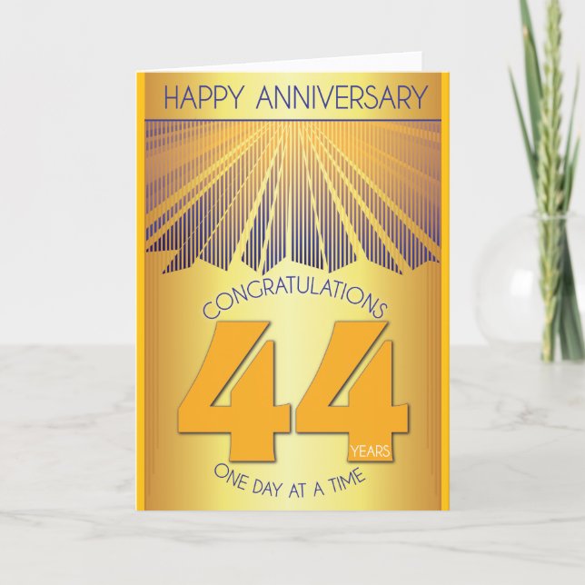 Tarjeta 44 Year Sober Anniversary | Golden Ray 12 Step (Anverso)