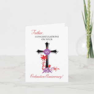 Tarjeta 45º Aniversario de Ordenación Sacerdotal Cruz Negr