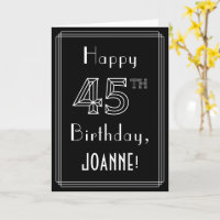 45º cumpleaños: Art Deco Style # 45 y nombre perso