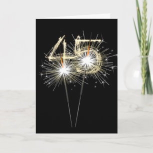 Tarjeta 45.ª estafa de cumpleaños en negro