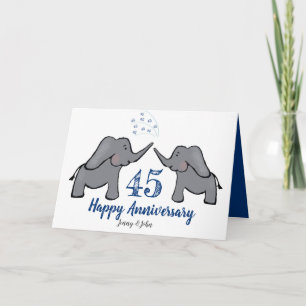 Tarjeta 45.º aniversario del boda zafiro tierno elefante