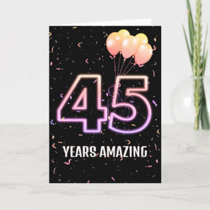 Tarjeta 45.º Balón de cumpleaños y Confetti