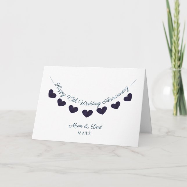 Tarjeta 45.º boda zafiro mamá y papá (Anverso)