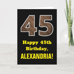 Tarjeta 45.º cumpleaños: Nombre, Patrón de grano de madera