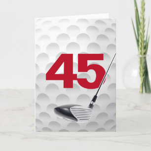 Tarjeta 45.º diseño de la pelota de golf de cumpleaños