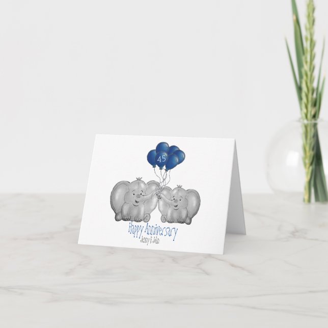 Tarjeta 45.º elefante del aniversario del boda de zafiro (Anverso)