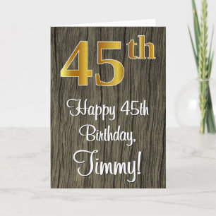 Tarjeta 45 Aniversario de la Faux Elegant Faux Gold Look #