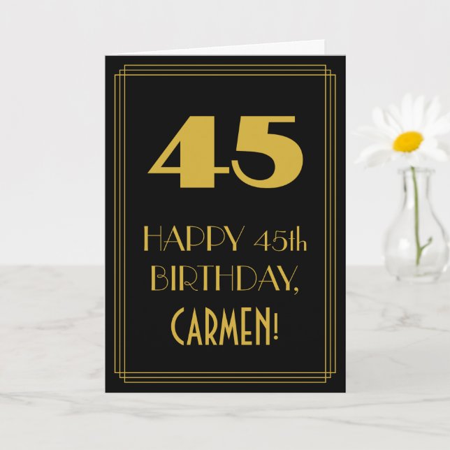 Tarjeta 45 Aniversario - Estilo Art Deco inspirado "45" y  (Planta pequeña)