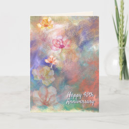 Tarjeta 45° Aniversario Resumen Pintura y Flores