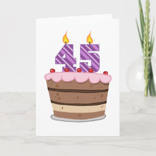 Tarjeta 45 años en el pastel de cumpleaños