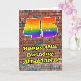 Tarjeta 45° cumpleaños: Arcoiris 45 inspirado en graffiti 