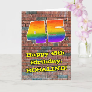 Tarjeta 45° cumpleaños: Arcoiris 45 inspirado en graffiti 