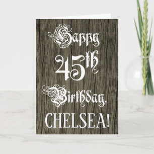 Tarjeta 45 Cumpleaños: Texto Elegante y Suntuoso; Efecto M