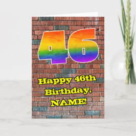 Tarjeta 46º cumpleaños: Arcoiris 46 inspirado en graffitis