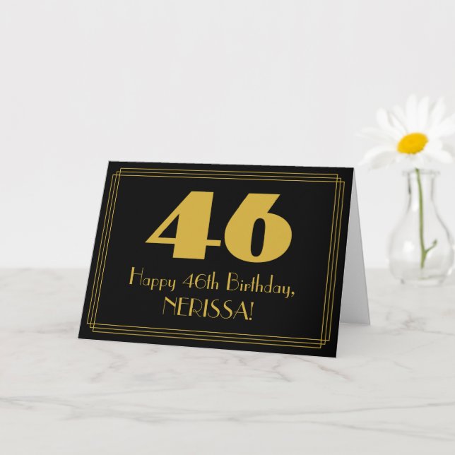 Tarjeta 46º cumpleaños: Art Deco inspirado look "46" y nom (Planta pequeña)