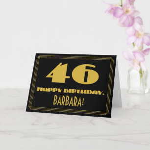 Tarjeta 46º cumpleaños: Nombre + Art Deco Inspirado Aspect