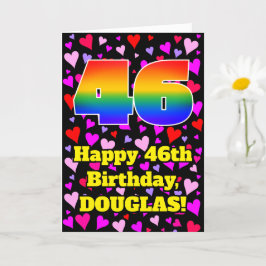 Tarjeta 46º cumpleaños: Patrón de corazones amorosos, arco