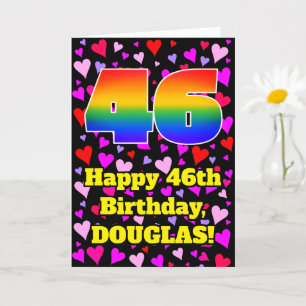 Tarjeta 46º cumpleaños: Patrón de corazones amorosos, arco