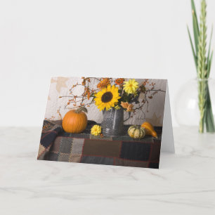 Tarjeta 4684 Autumn Still Life with Quilts Greeting Card