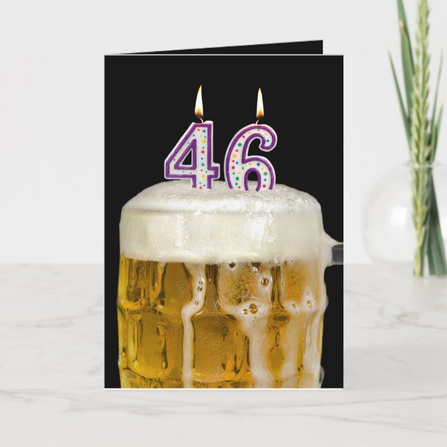 Tarjeta 46.ª Cerveza de cumpleaños con negro (Anverso)