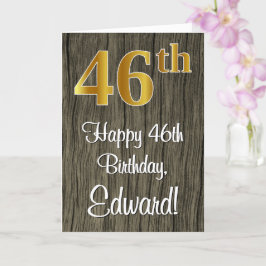 Tarjeta 46 Aniversario de la Faux Elegant Faux Gold Look #