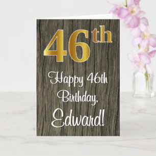 Tarjeta 46 Aniversario de la Faux Elegant Faux Gold Look #