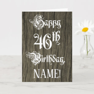 Tarjeta 46 Aniversario: Elegante y brillante texto; aparie