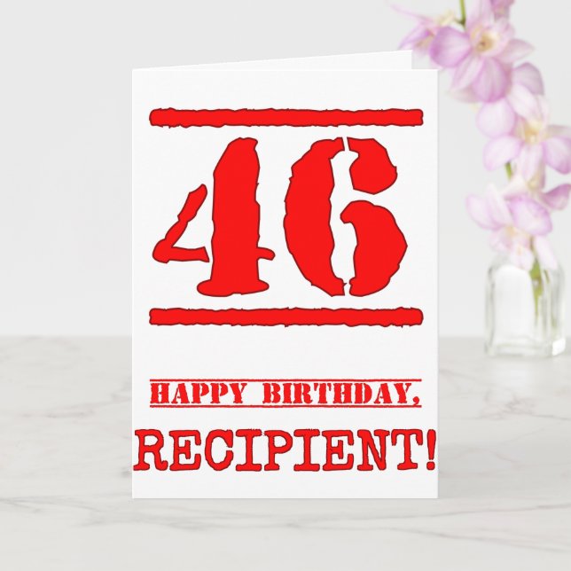 Tarjeta 46° cumpleaños: Diversión, estampado de goma roja (Orquídea)