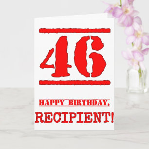 Tarjeta 46° cumpleaños: Diversión, estampado de goma roja