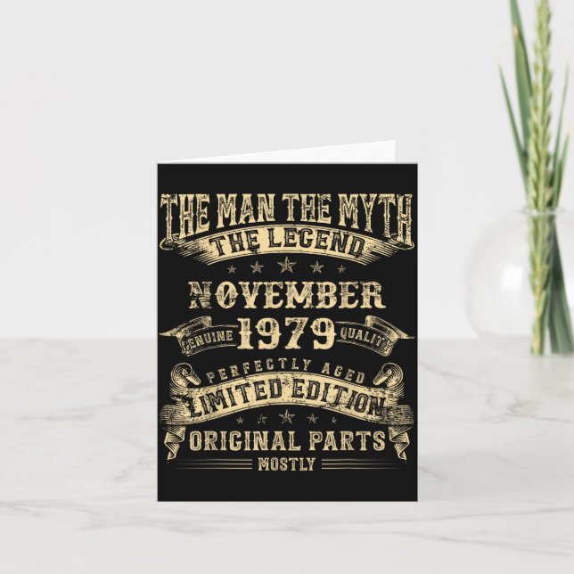 Tarjeta 46th Birthday For Men Mythology Of November 1979  (Anverso)