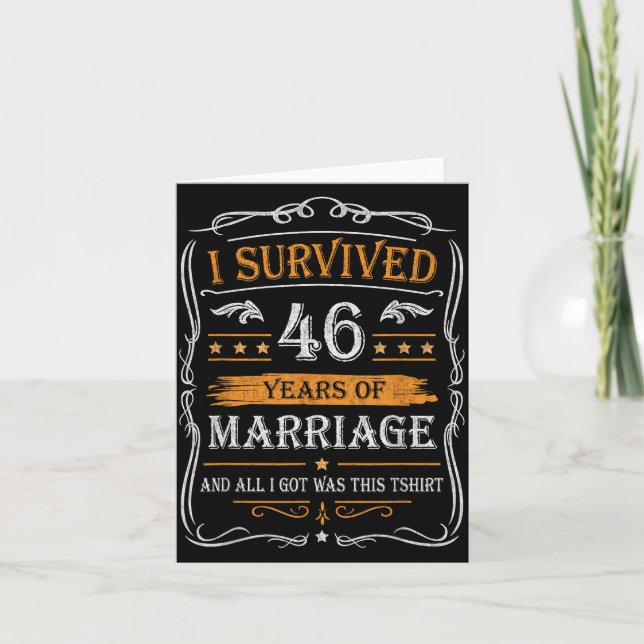 Tarjeta 46th Wedding Anniversary Shirt Couples Husband Wif (Anverso)