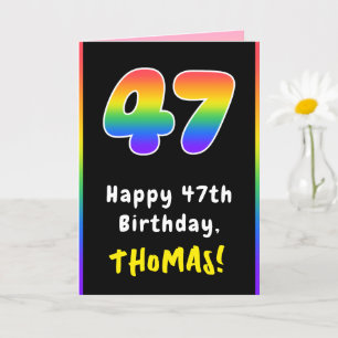 Tarjeta 47º cumpleaños: arcoiris colorido # 47, nombre per