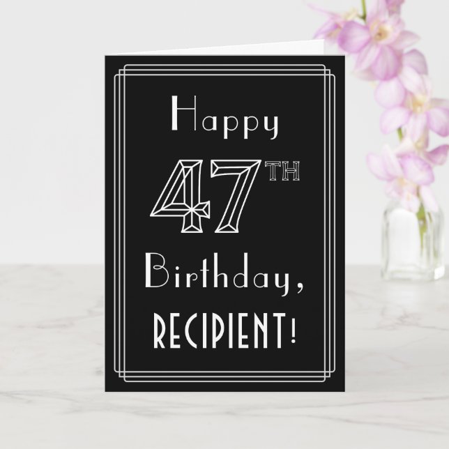 Tarjeta 47º cumpleaños: Art Deco Style # 47 y nombre perso (Orquídea)