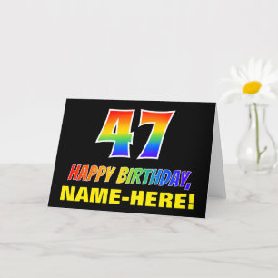 Tarjeta 47º cumpleaños: audaz, divertido, simple, arcoiris