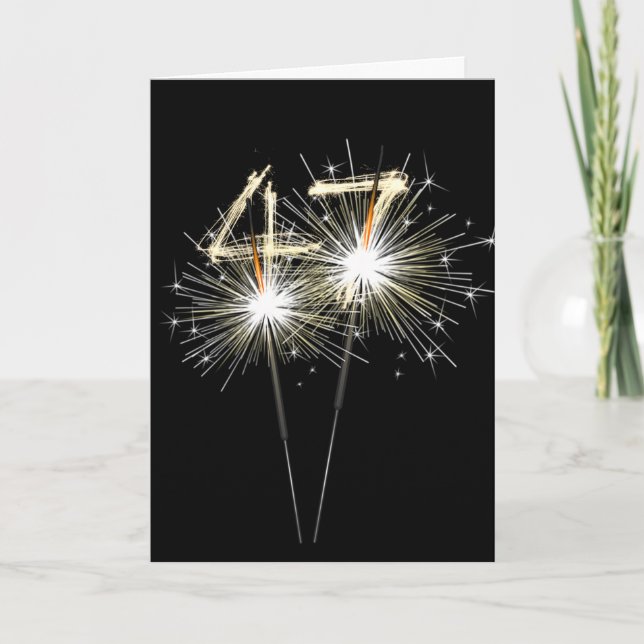 Tarjeta 47.ª estafadora de cumpleaños sobre negro (Anverso)