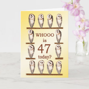 Tarjeta 47.º cumpleaños, búhes curiosas