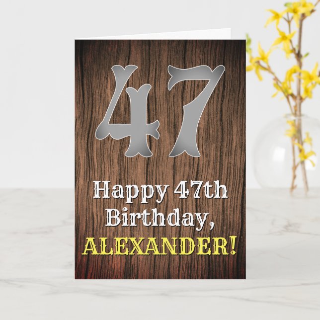 Tarjeta 47.º cumpleaños: Country Western Inspired Look, No (flor amarilla)