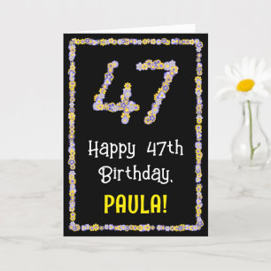 Tarjeta 47.º cumpleaños: Flores florales, nombre personali