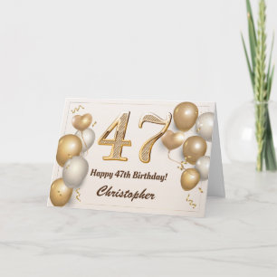 Tarjeta 47.º cumpleaños Globos de oro y cumpleaños de Conf