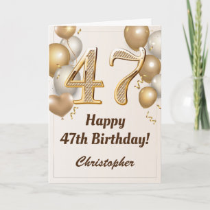 Tarjeta 47.º cumpleaños Globos de oro y cumpleaños de Conf