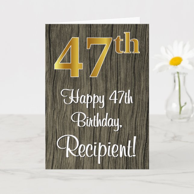 Tarjeta 47 Aniversario de la Faux Elegant Faux Gold Look # (Planta pequeña)