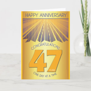 Tarjeta 47 Aniversario de Sobriedad Paso 12 Rayo Dorado