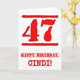 Tarjeta 47 Aniversario: Diversión, estampado de goma roja