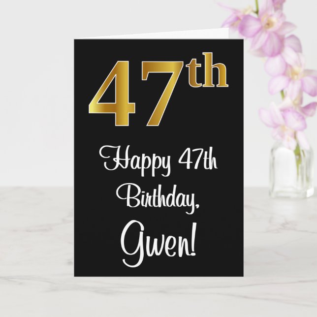Tarjeta 47 Aniversario ~ Elegante Lujoso Faux Gold Look # (Orquídea)